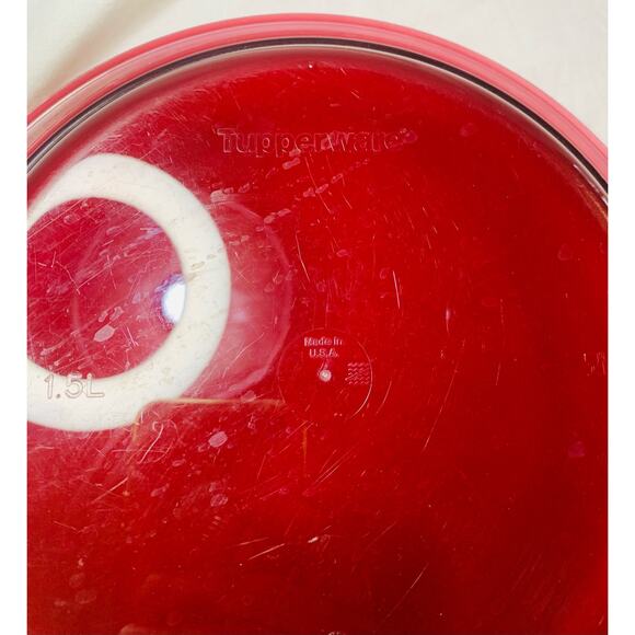 Tupperware Sheerly Elegant Red Round Platter Ruby Seal Clear 10" Serving Plate - Picture 5 of 11